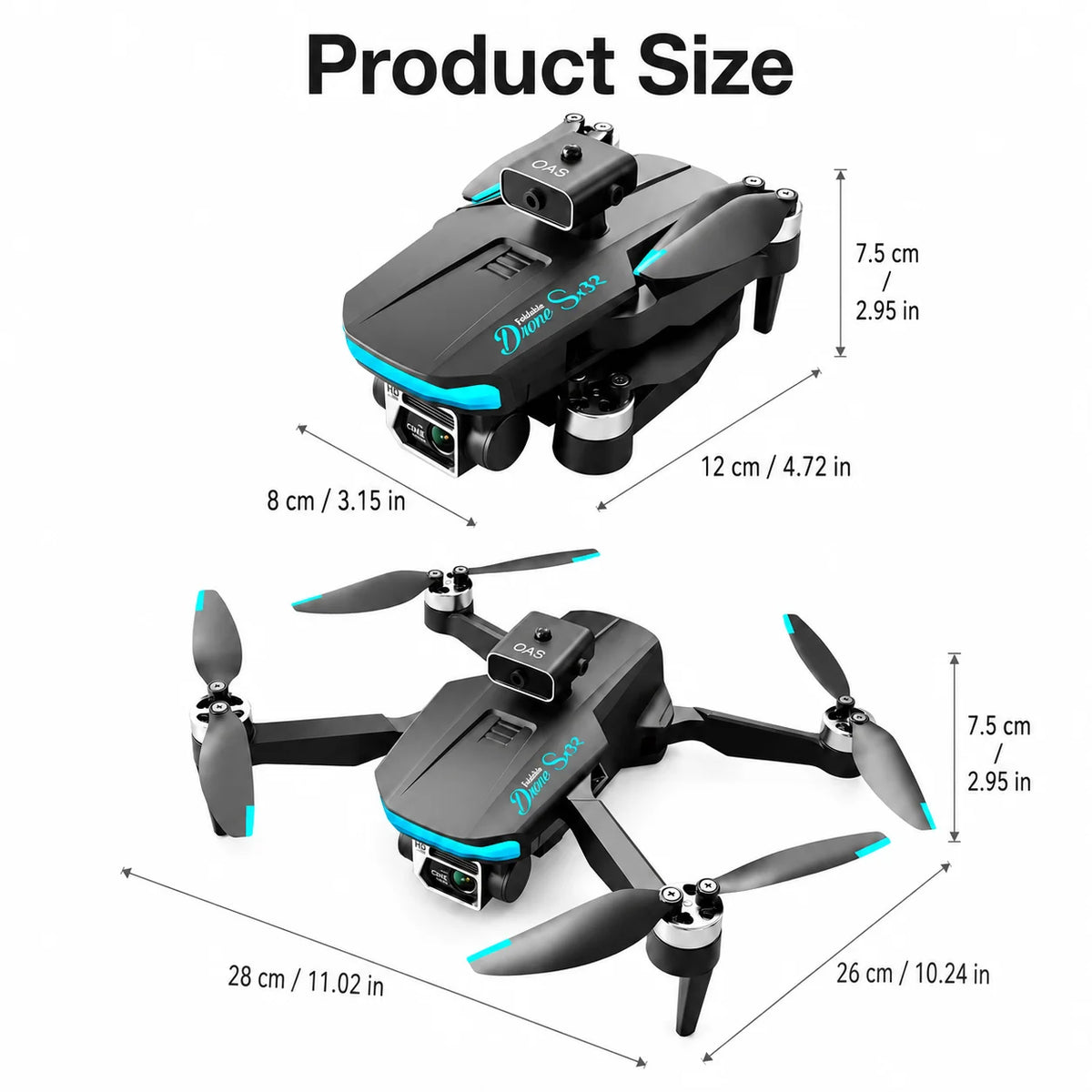ZNLYRION 4K Dual Camera Foldable RC Drone For Beginners