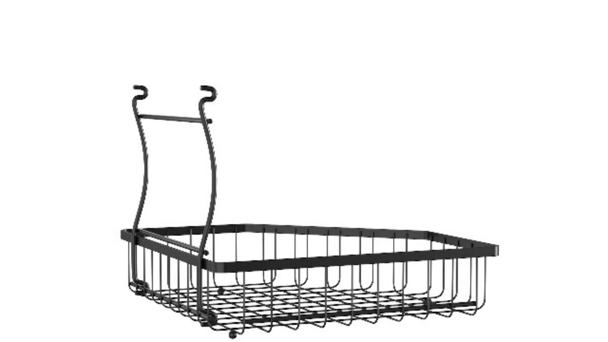 2 Tier Fruit Basket for Kitchen Counter with Banana Hangers Corner Storage Organizer for Vegetables And Snacks