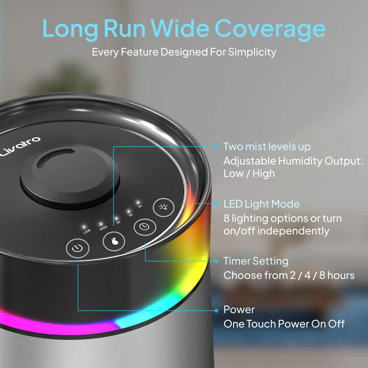 Livatro Ultrasonic Cool Mist Humidifier For Bedroom And Home