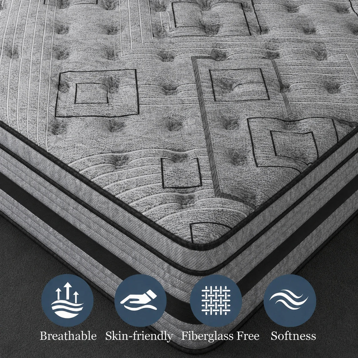 12/ 14inch Foam and Spring Hybrid Mattress, Medium Firmness, Available in Full, Queen, and King Sizes, Gel Memory Foam for Lumbar Support, Boxed Mattress