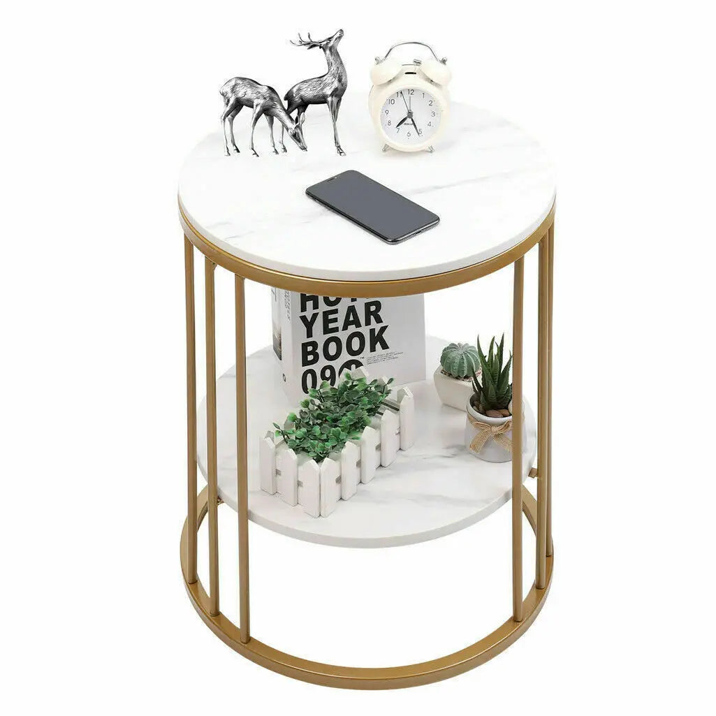 Wisfor Marble Side Table Round Coffee Table With Jewelry Storage