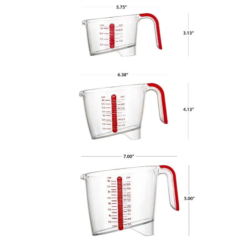 3 Piece Liquid Measuring Cup Set with Easy Read Measurements