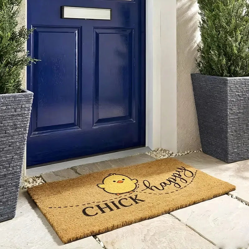 Bee Happy Doormat, Suitable for Home Entrances, Terraces, Balconies, and Gardens - Durable Anti-Slip Flannel Welcome Mat, Indoor and Outdoor