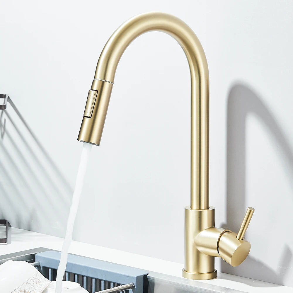 Pull Out Kitchen Sink Faucet Deck Mounted Stream Sprayer Kitchen Mixer Tap Bathroom Kitchen Hot Cold Tap