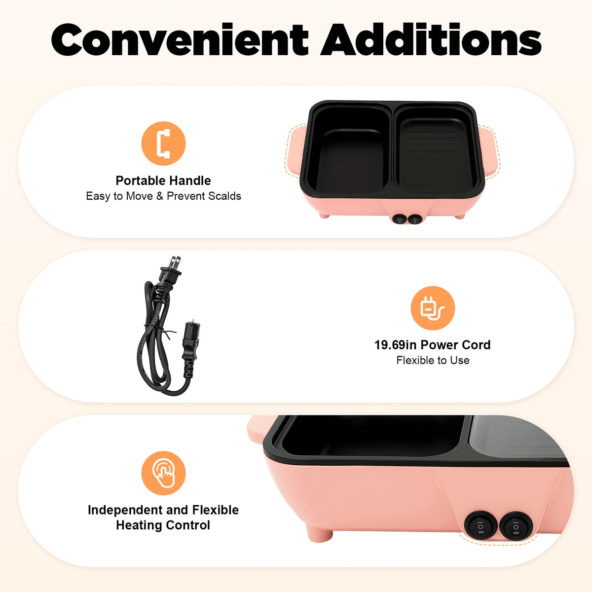 2-in-1 Electric Hot Pot with Griddle Tabletop Non-stick Pan Vegetable Grill Cooker BBQ Shabu Pot Household Noodles Cooking Pot