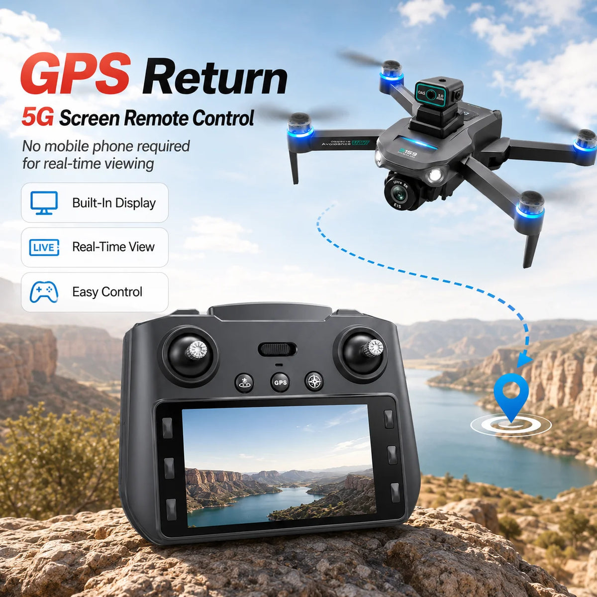 ZNLYRION Brushless GPS Drone With 8K Camera 20 Minute Flight
