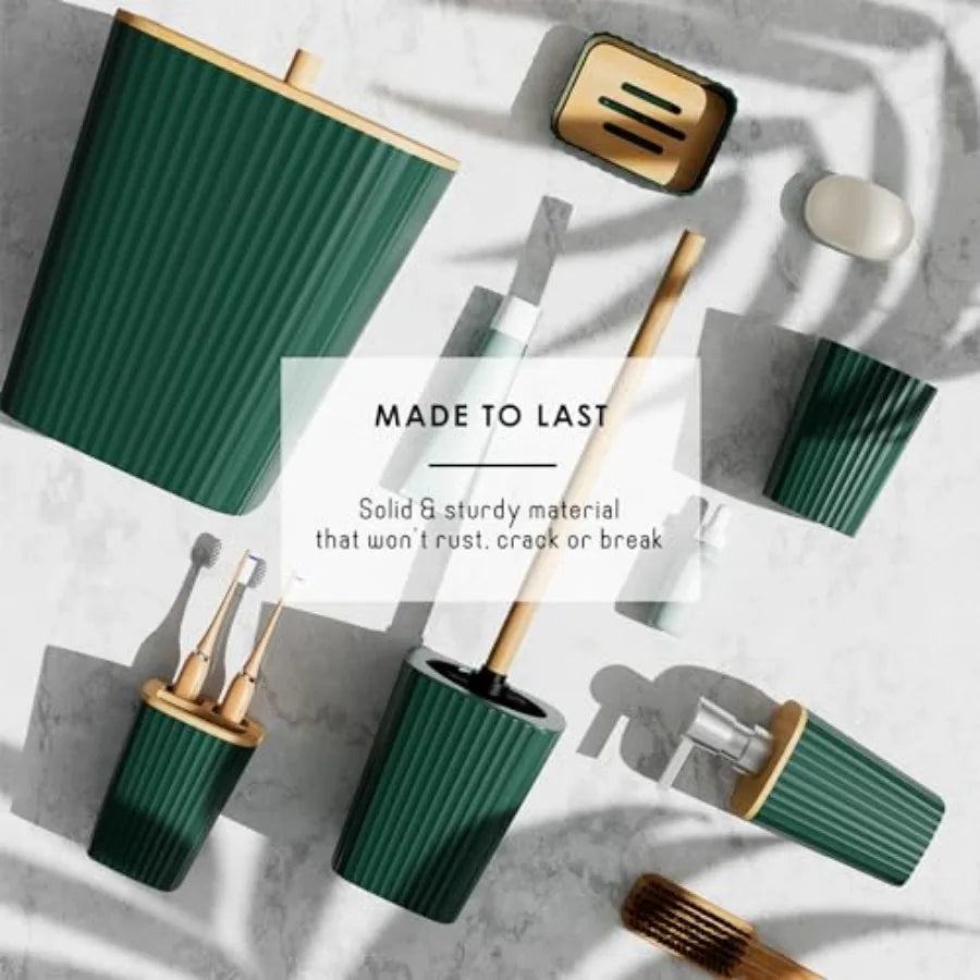 Bathroom Accessories Set - Bathroom Set, Bathroom Sets with Shower Curtain and Rugs, Shower Curtain Set with Bathroom Trash Can