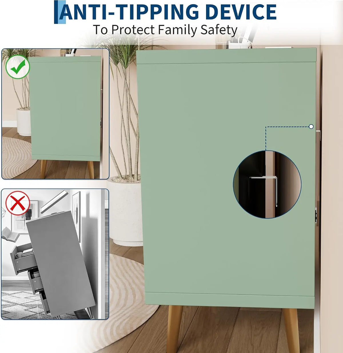 Garvee Fluted Nightstand With Charging Station LED Light And Storage