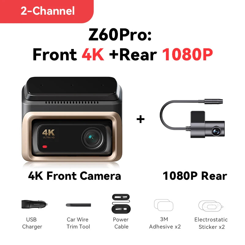 DdpaI 4K Z60 Pro Dash Cam Front Rear Video Recorder