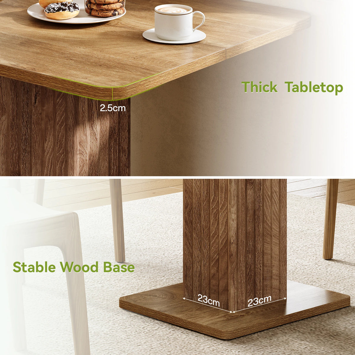Tribesigns Farmhouse Dining Table With Sturdy Wooden Base