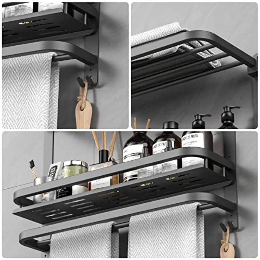 SHXI Collapsible Towel Rack With No Drill Shower Shelves