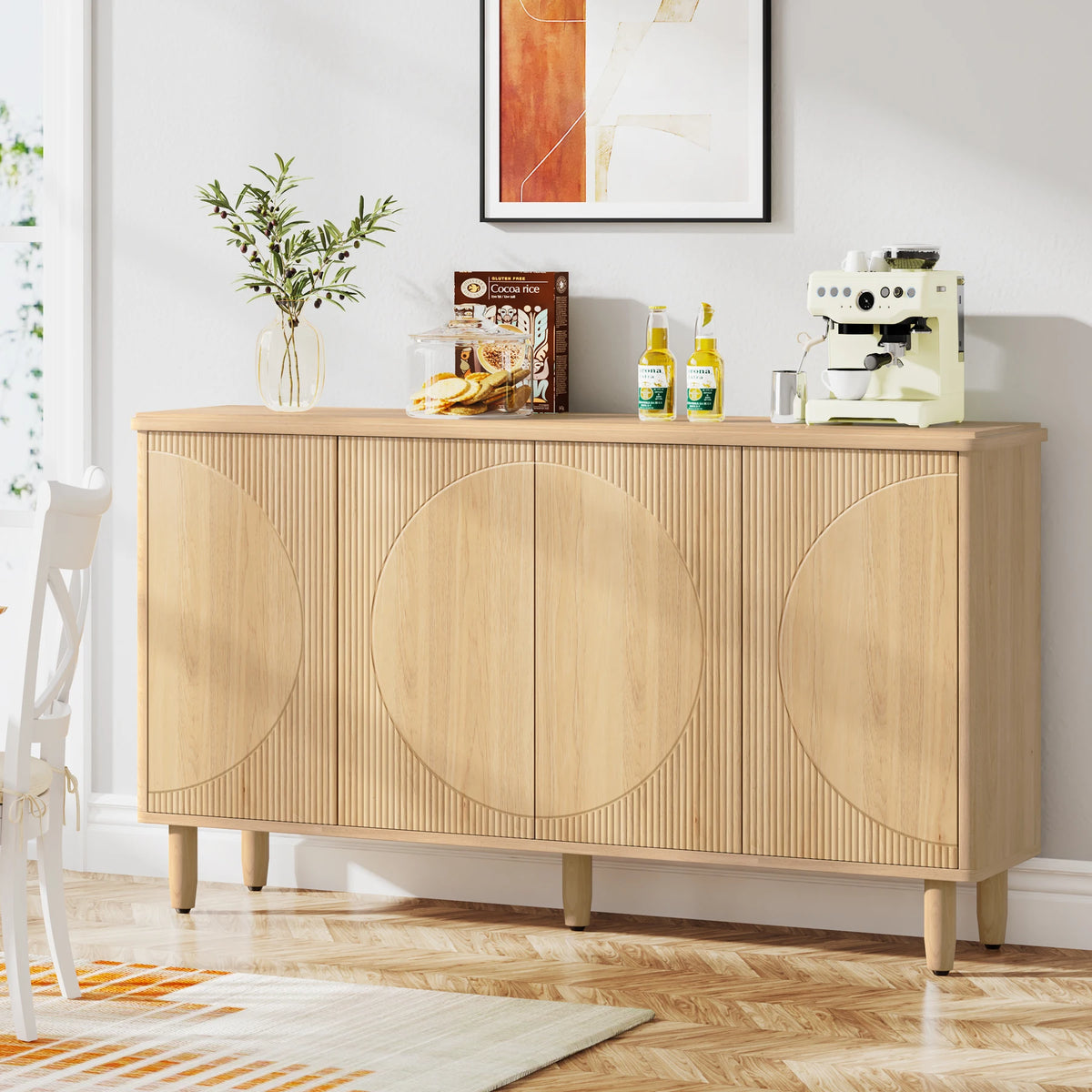 Tribesigns Buffet Cabinet Sideboard with Storage, Modern Storage Cabinet Sideboard Buffet Table with Doors for Living Room