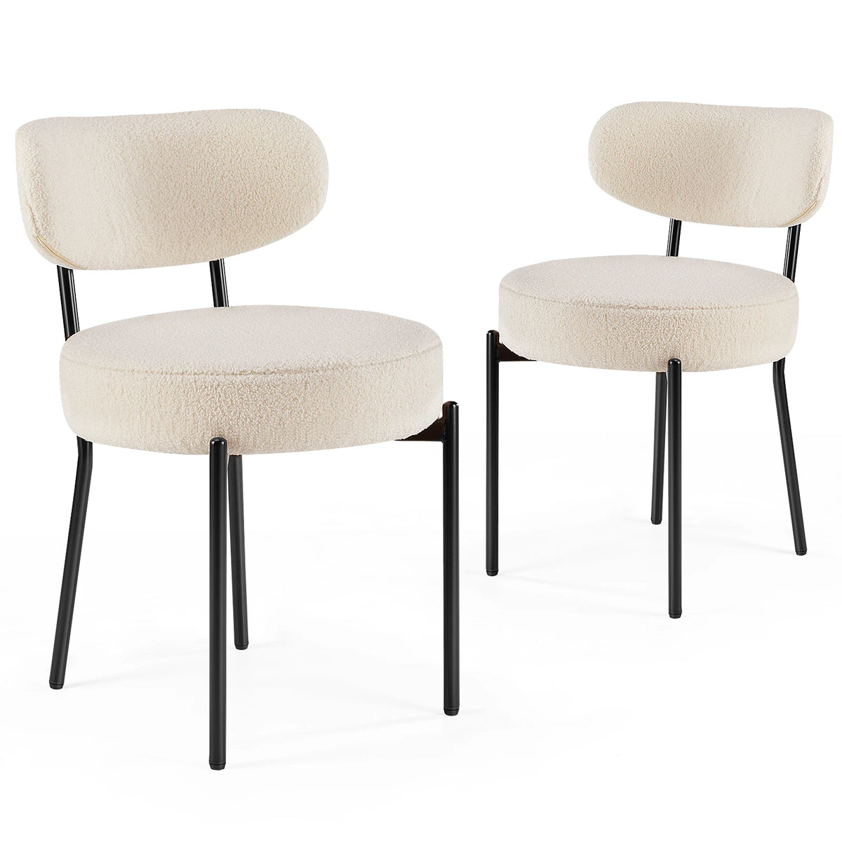 JHK Round Dining Chairs With Curved Backrests And Metal Legs