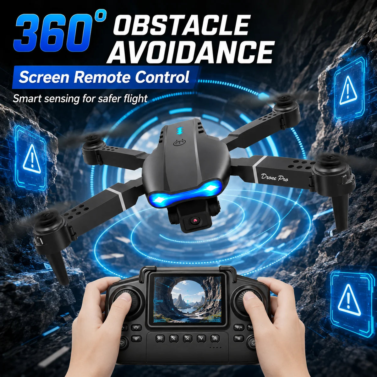 Znlyrion Foldable RC Drone With 4K Dual Camera Obstacle Avoidance