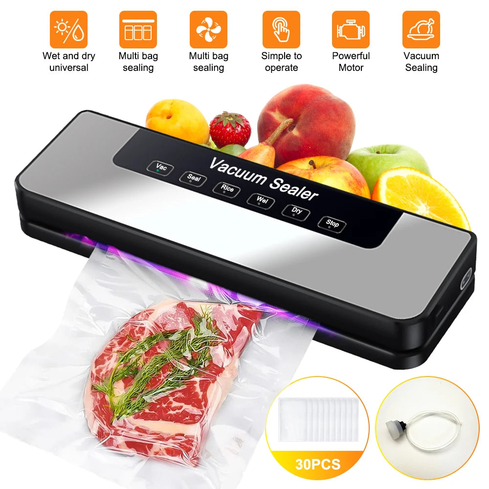 Multi-mode Vacuum Food Sealer Dry Wet Rice Mode Automatic Vacuum Sealing Machine Home Food Storage Vacuum Packer with Vacuum Bags