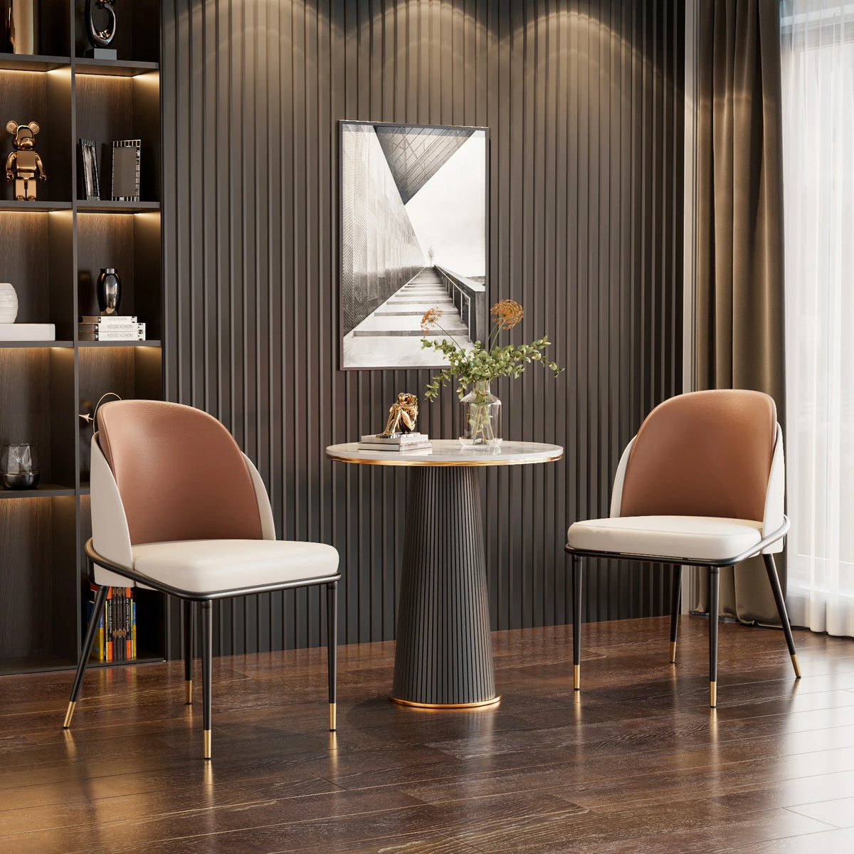 Modern Faux Leather Upholstered Dining Chairs Set of 2