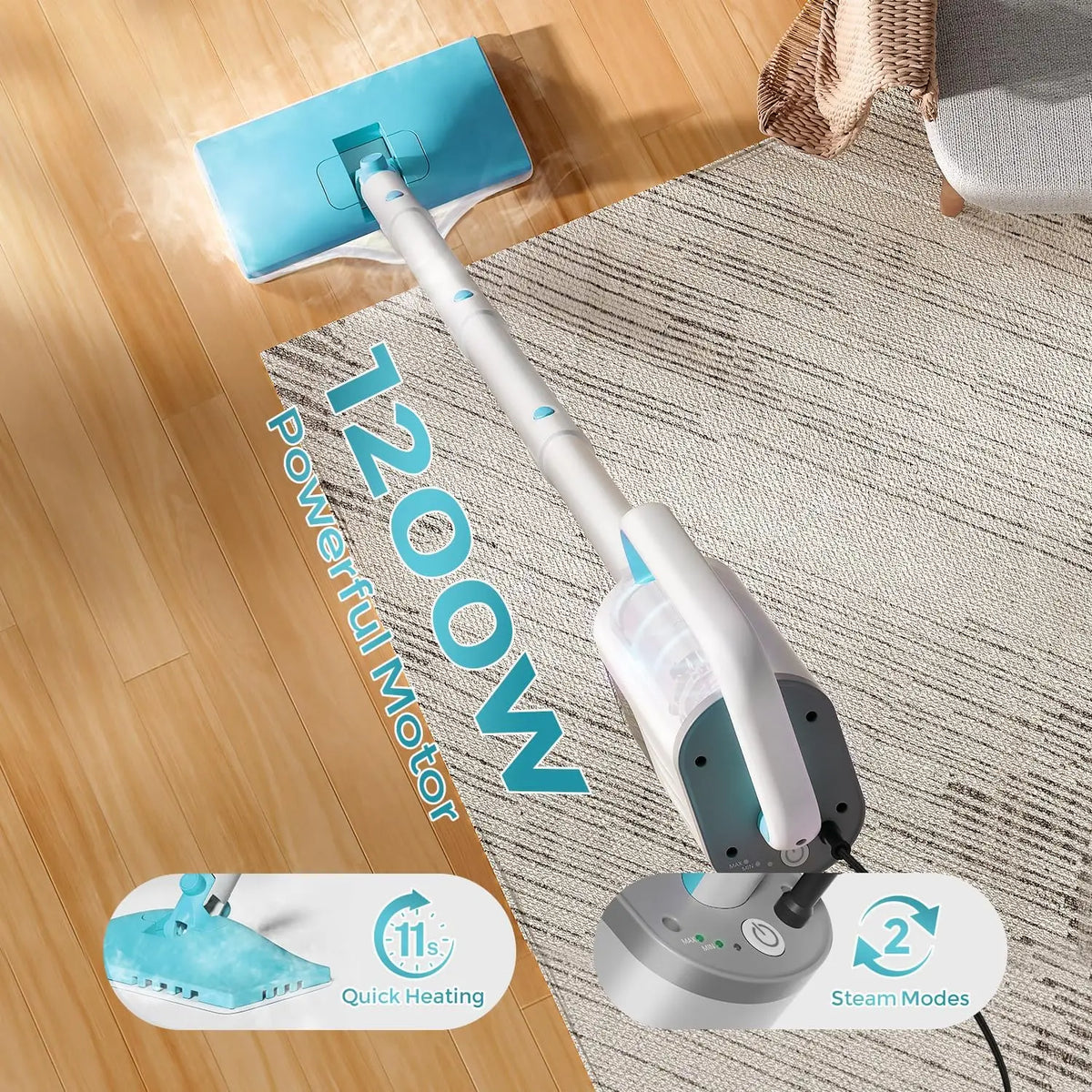 YISORA F1 Steam Mop, 1200W 23FT Power Cable Detachable Steam Cleaner Mop for Home Cleaning
