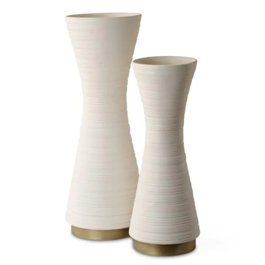 Home decor vase set 2 pcs ceramic matte white 18.25 tall x 6.13 wide minimalist design with smooth finish