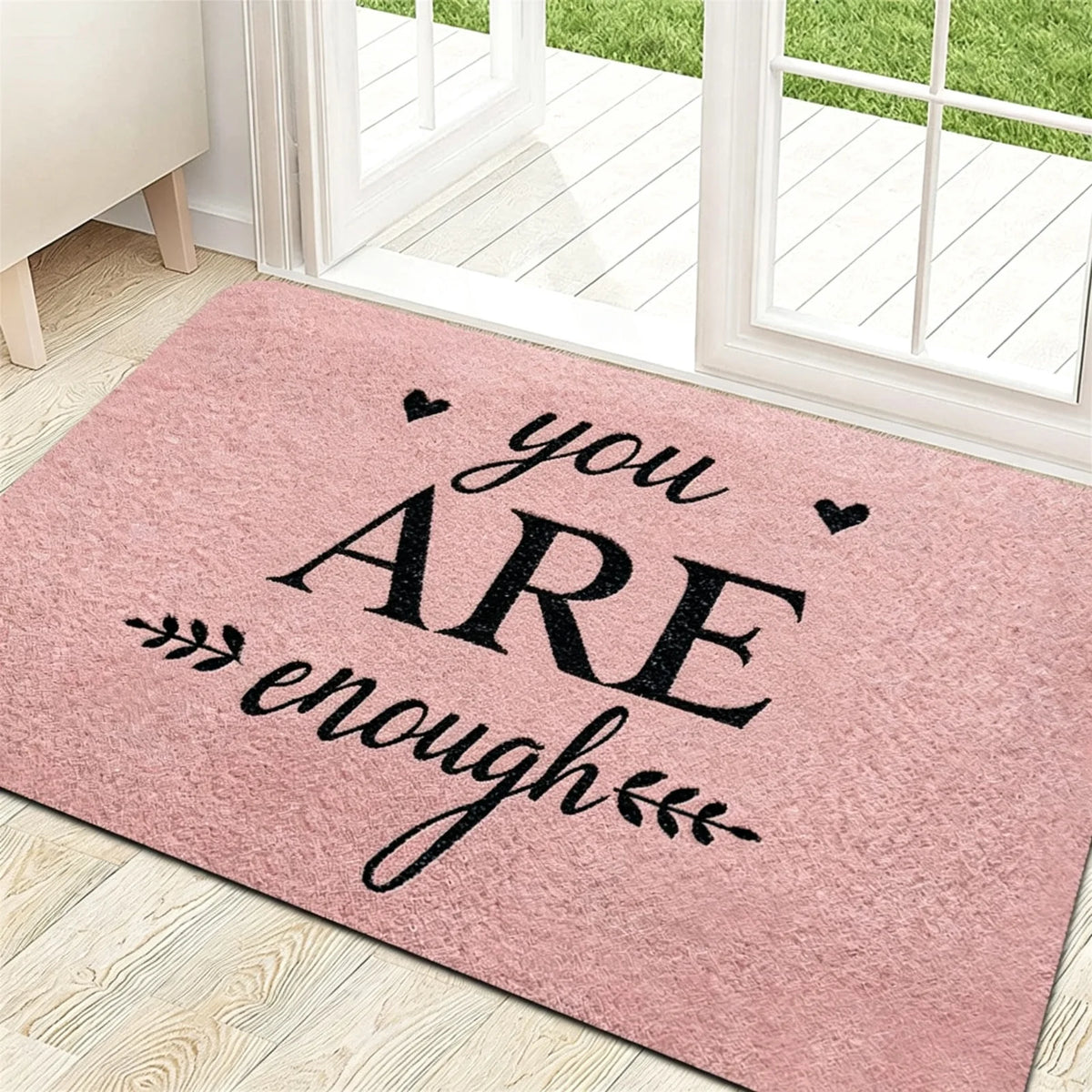 Soft Flannel Fabric Door Mat,"Good Vibes Only" Positive Energy Design/Non-slip Backing/Suitable for Home, Garden Patio, Laundry Room, Bathroom Decor/Available in Multiple