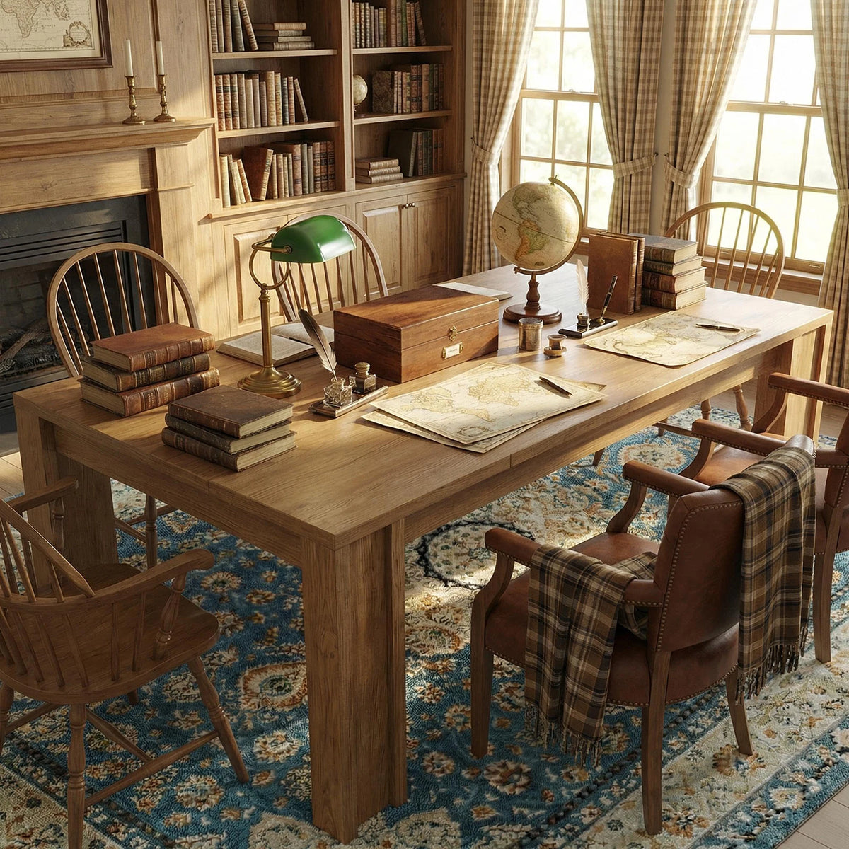HiMiss Farmhouse Rectangular Wood Dining Table With Sturdy Construction
