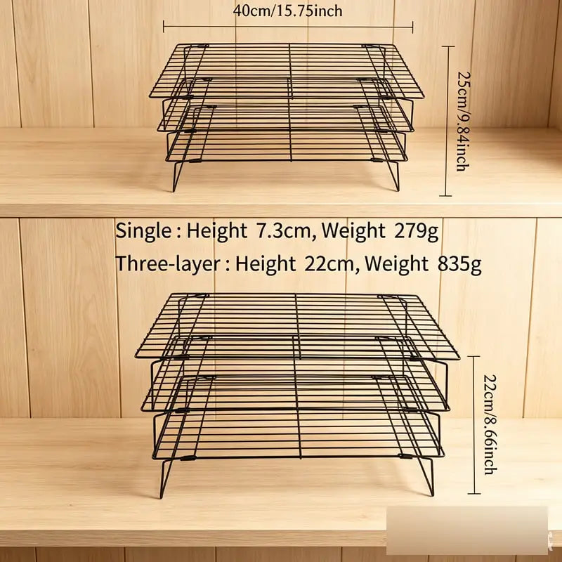 3Pcs Baking Cooling Rack Non Stick Wire Grid Stainless Steel Oven Kitchen Baking Tray Pizza Bread Cookie Holder Barbecue Shelf