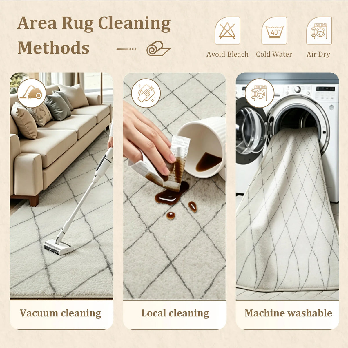 Large Indoor Area Rug, Soft Velvet Low Pile with Non-Slip Dotted Backing, Machine Washable, White Dark Gray Diamond Grid Pattern for Living Room, Bedroom Home Floor Decoration