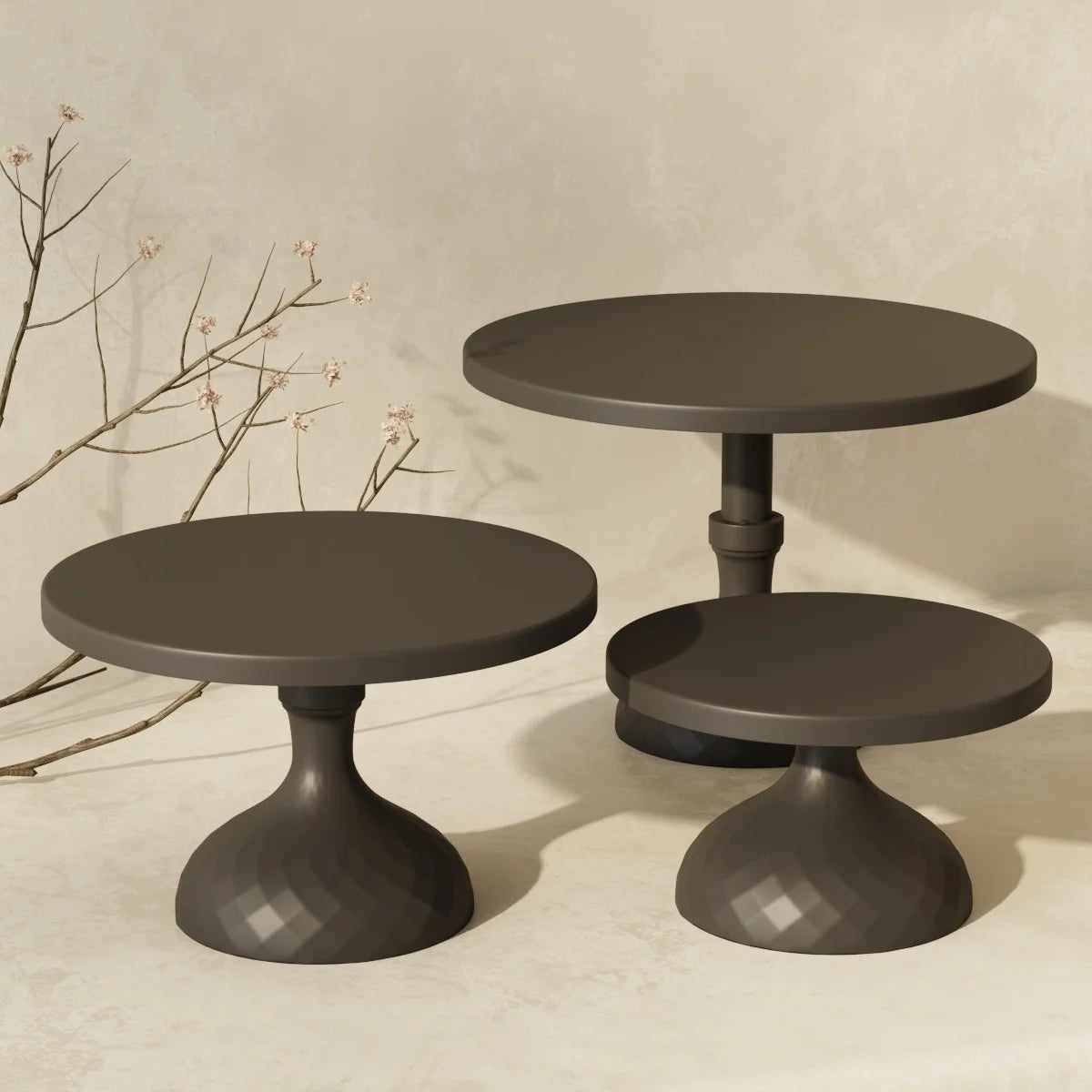 Three Piece Wedding Metal Cake Display Stand Set For Parties