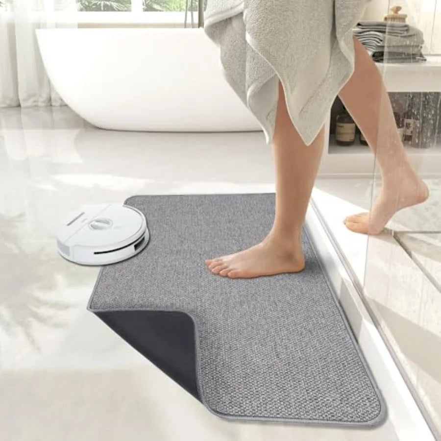 Bath Mat, Ultra Thin Bathroom Rugs, Rubber Bath Mats for Bathroom, No Slip Bath Rugs, Quick Dry, Machine Washable, Low Pile, Ab