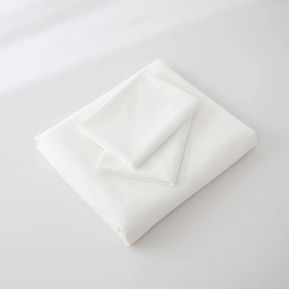 Washed Cotton Duvet Cover Set - 3-Piece, Pillowcases, Zipper, Ties, Soft, Breathable, Washable