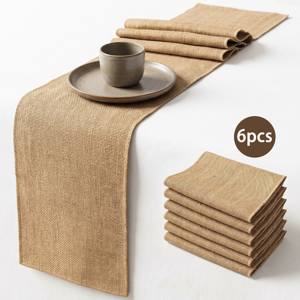 6/8 Pack Natural Burlap Table Runner 12x71 Inches – Rustic Jute Farmhouse Decor for Dining Table, Wedding, Boho & Western Party