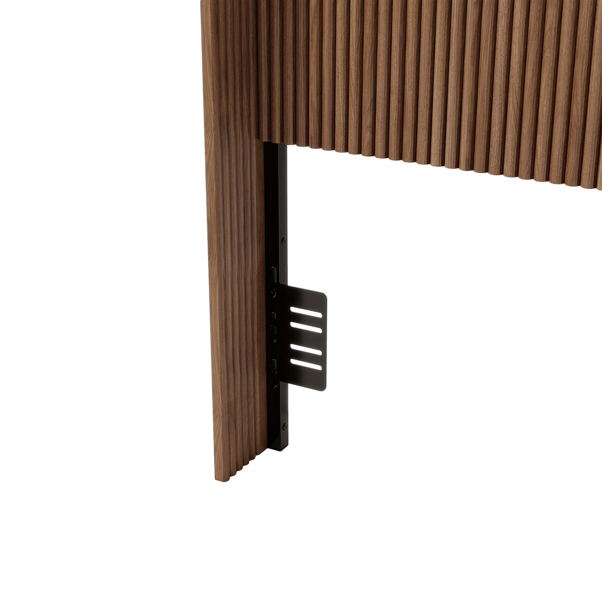Walnut Fluted Headboard Adjustable Height Bed Frame Twin Full Queen No Drill Freestanding Headboard Mid-Century Modern Bedroom Furniture