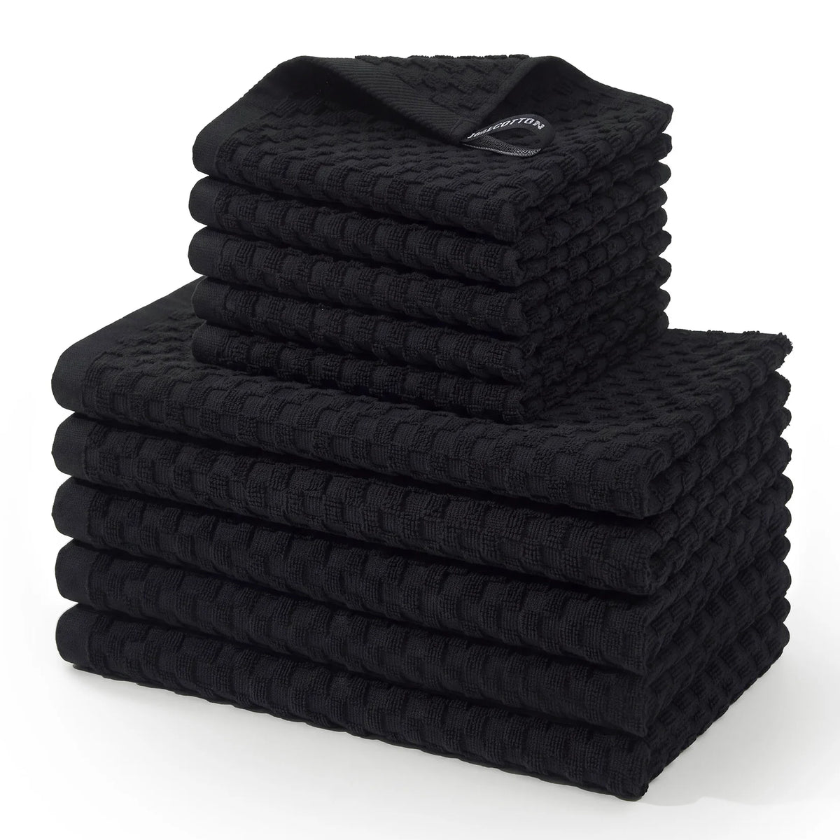 10 PCS Kitchen Towels and Dishcloths Set, 100% Cotton Waffle Weave Super Absorbent Cleaning Cloths