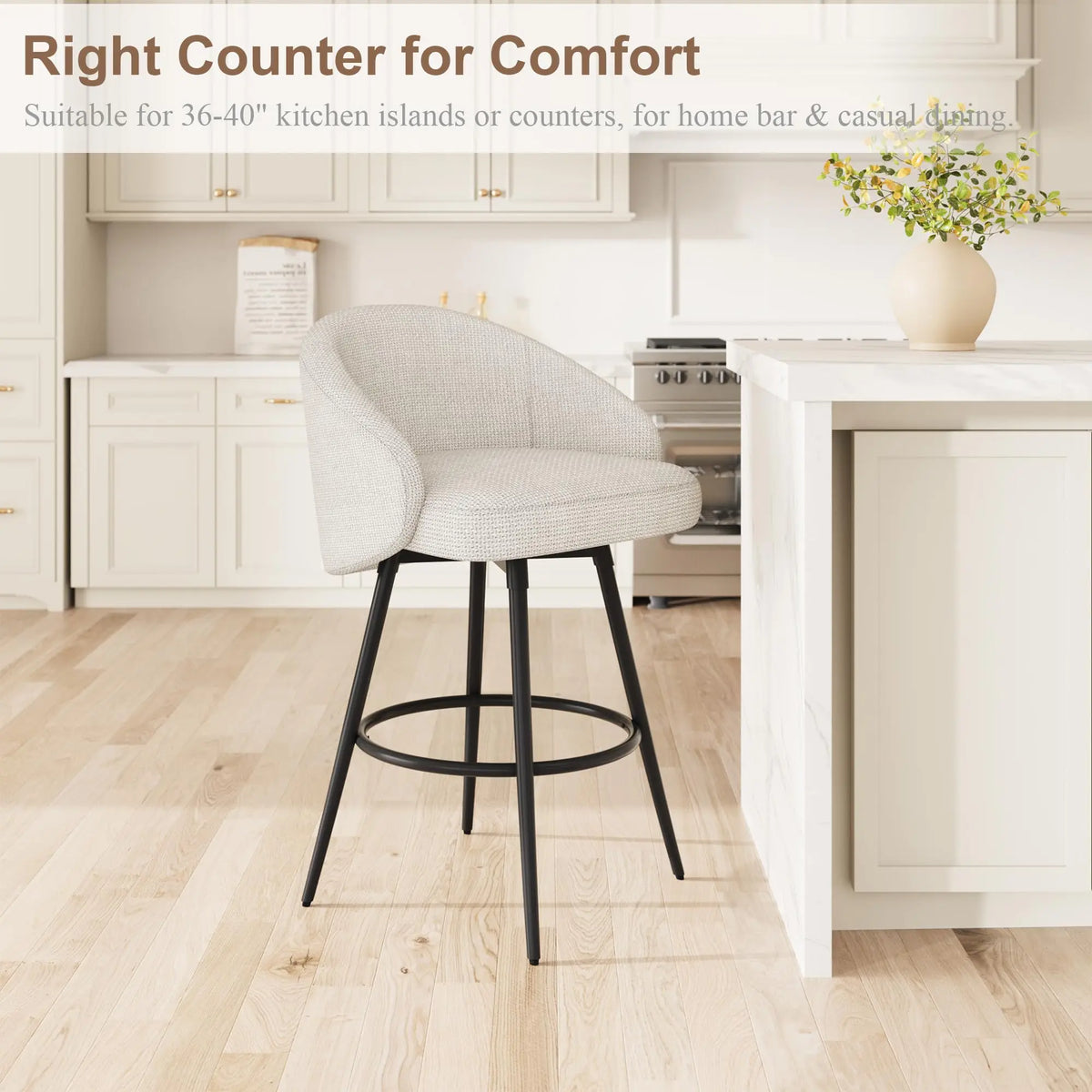 HiMISS Counter Height Swivel Bar Stools With Back And Footrest