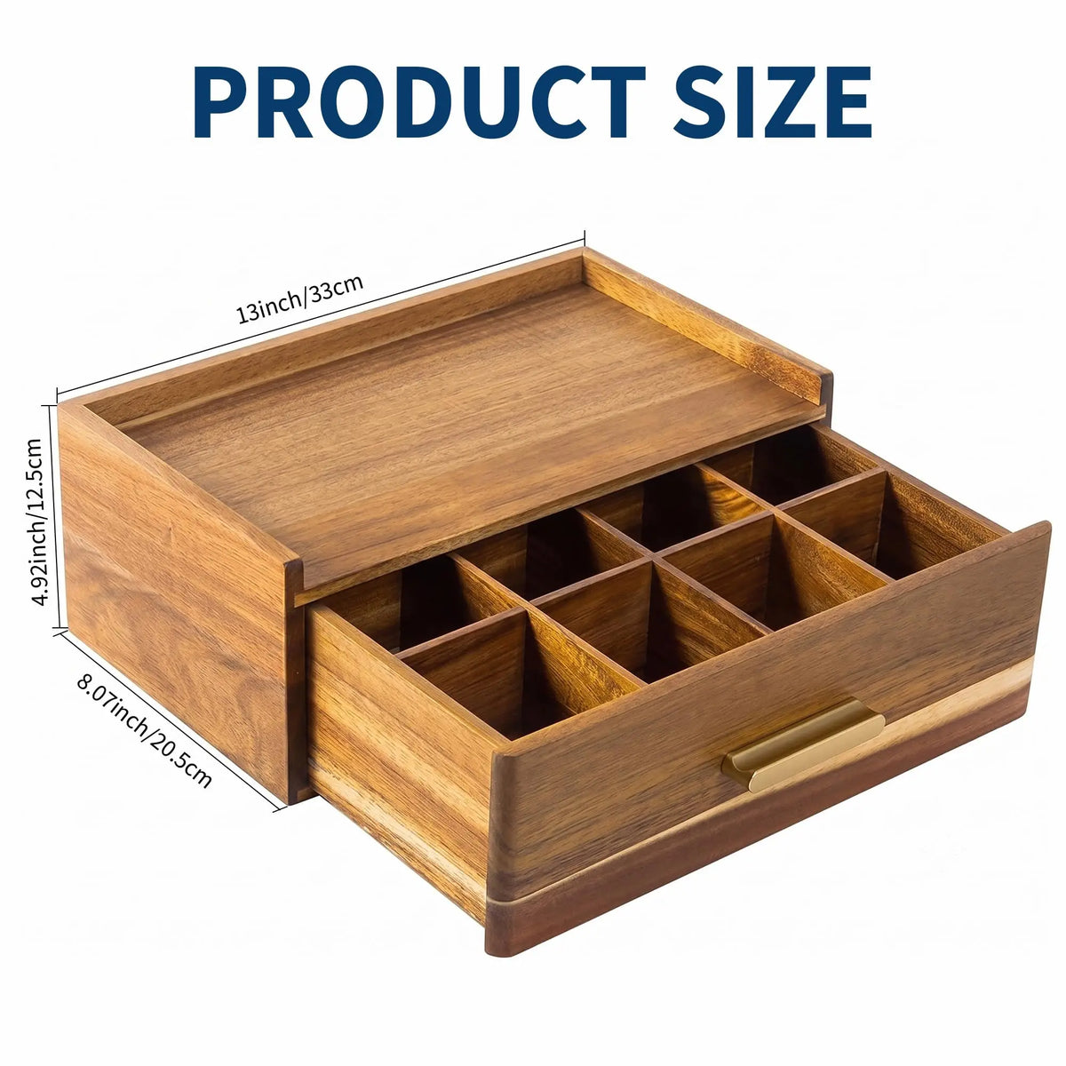 Wooden Tea Bag Organizer Drawer With Divided Compartments Wood Tea Storage Box Multi Slot Tea Caddy For Coffee Pods Countertop Holder For Home Kitchen And Office