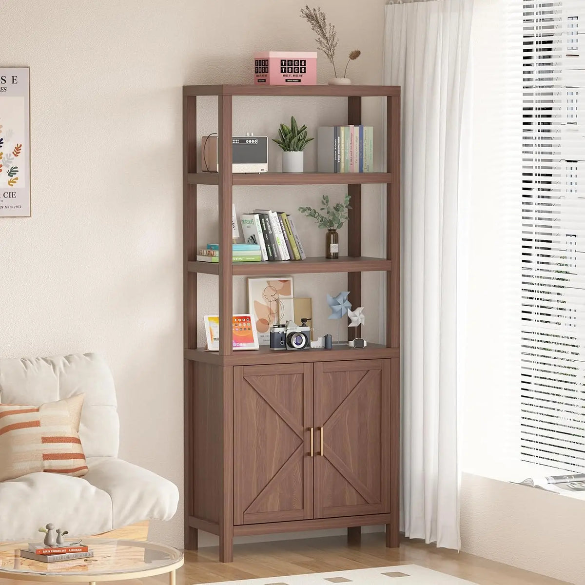 5-Tier Multi-Layer Bookshelf Bookcase Living Room Book Shelf Study Room Bedroom Storage Shelf Sundries Toys Cabinet Easy Assembly Display Organizer for Home Office