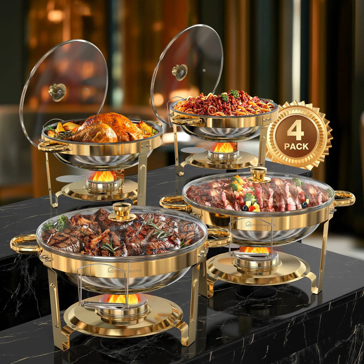 Elegant Chafing Dish Set With Glass Lid For Buffet Parties
