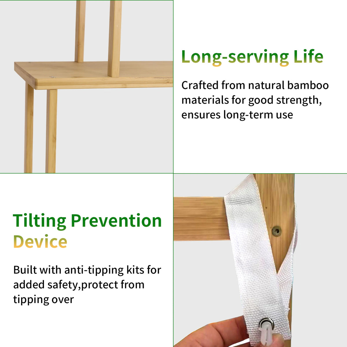 Bamboo Storage Rack Shelving Unit For Home Organization