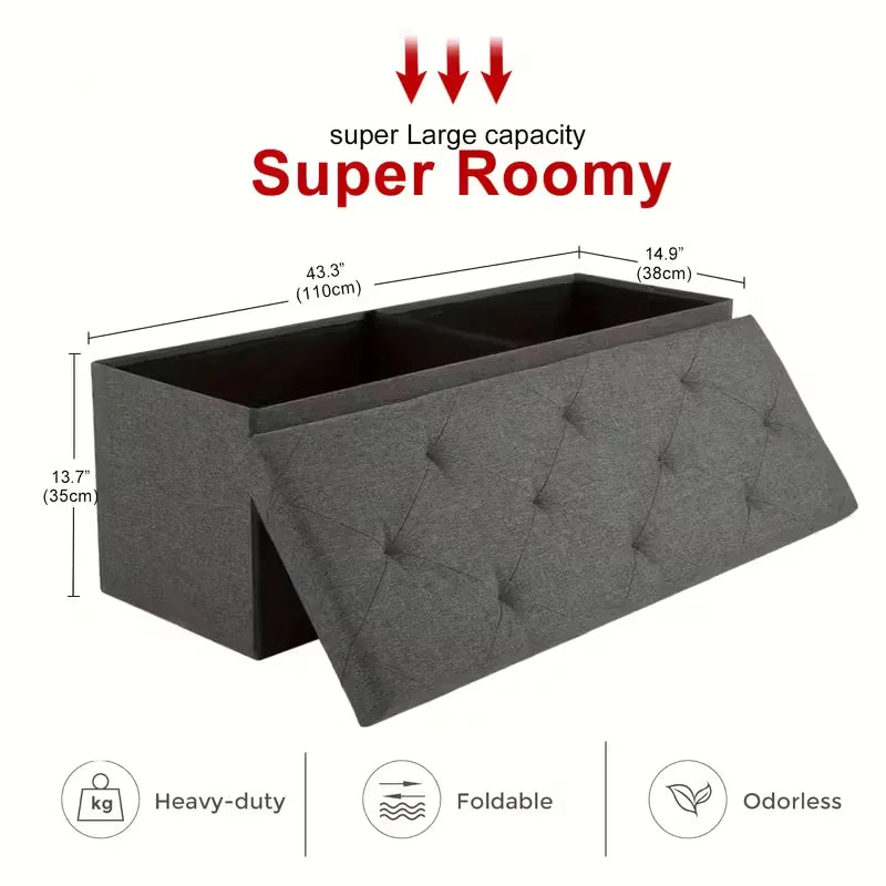 Sarenzon Folding Storage Ottoman Bench For Indoor Outdoor Use