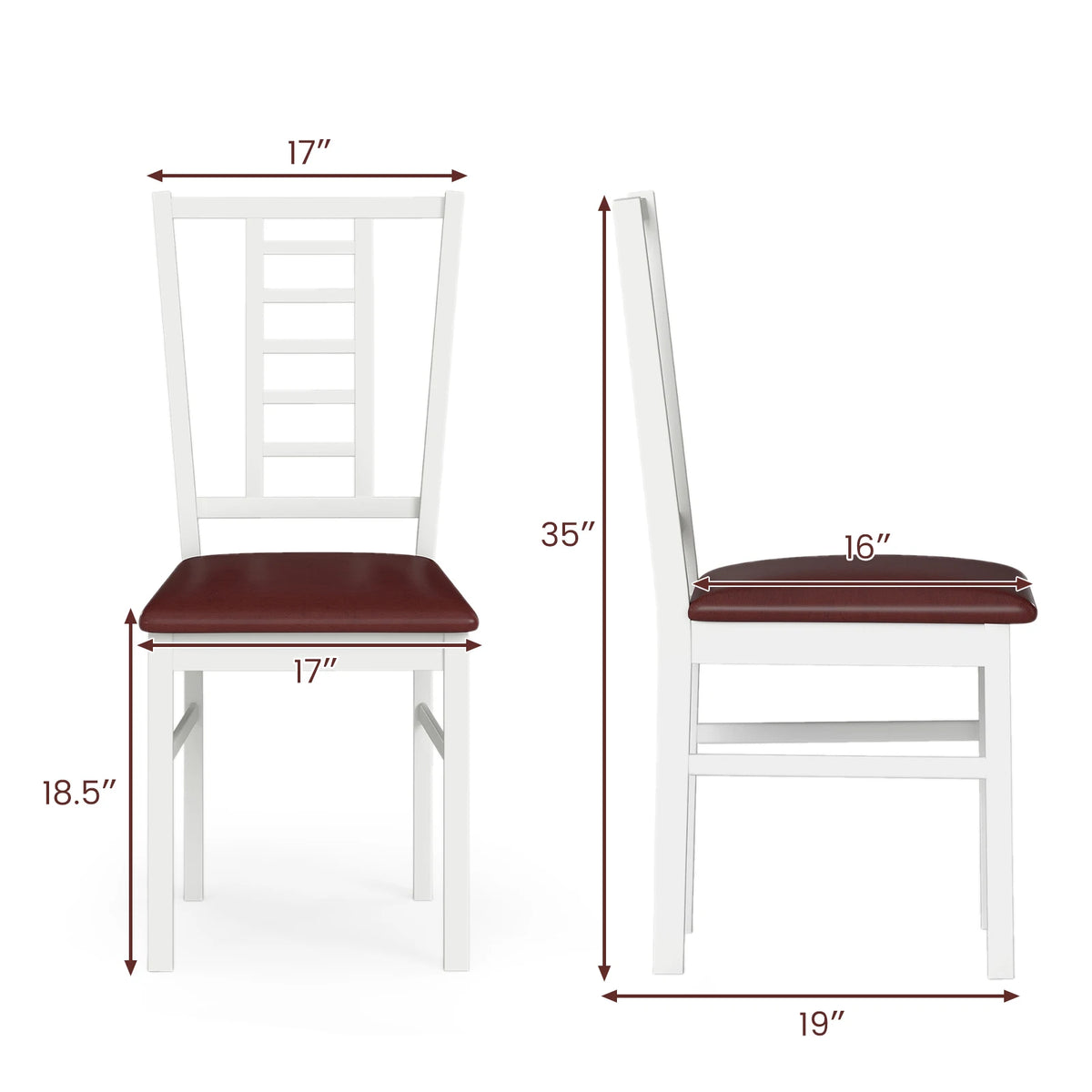 HOMASIS Wooden Dining Chairs With Padded Seats And Slatted Backs