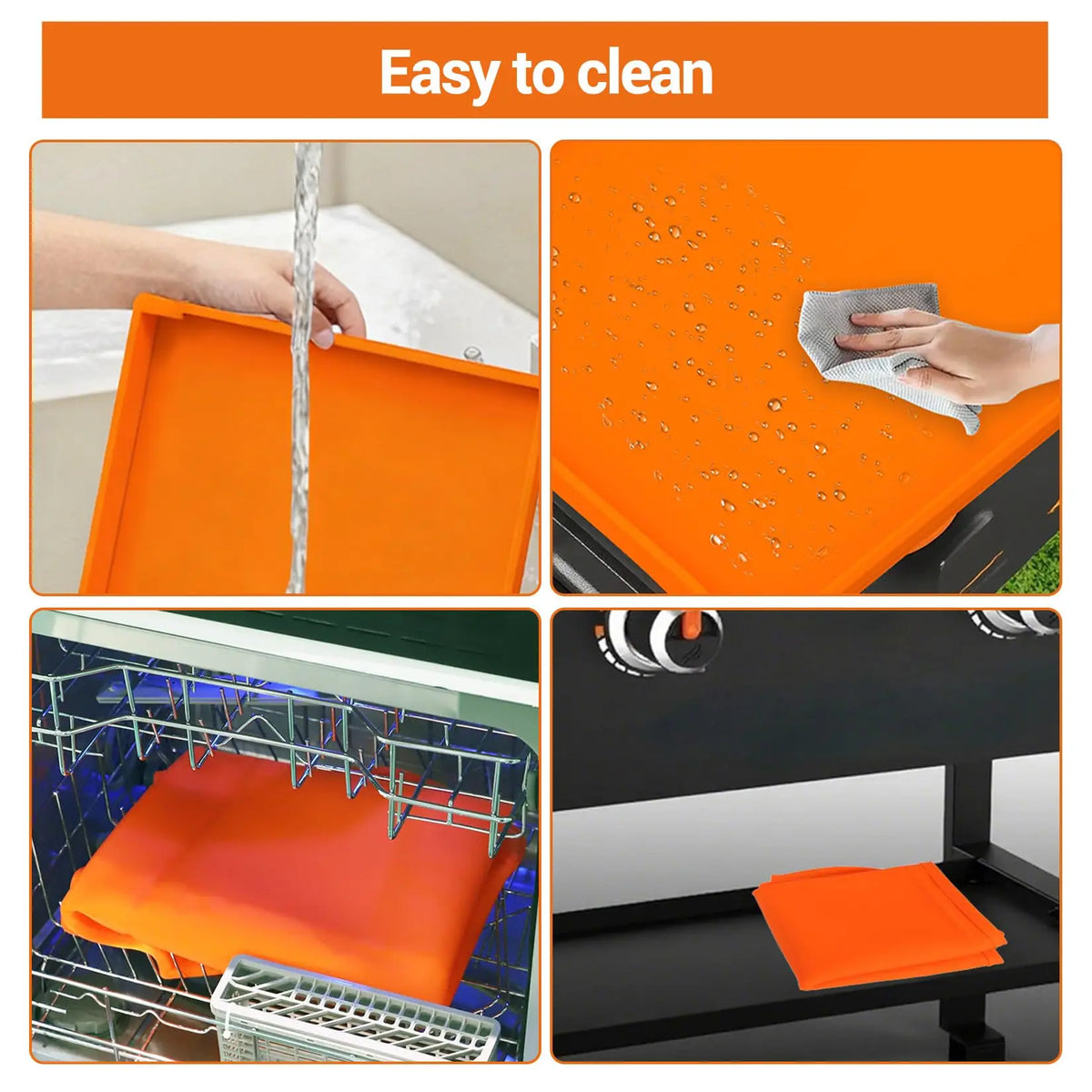 36-Inch Heavy-Duty Silicone Grill Cover - Waterproof, Oil-Resistant, Dirt-Proof with 16-Inch Accessory Lid for Outdoor BBQ Protection