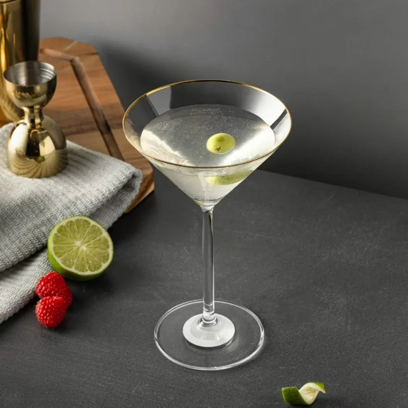 7 fl oz Martini Glass with Gold Rim