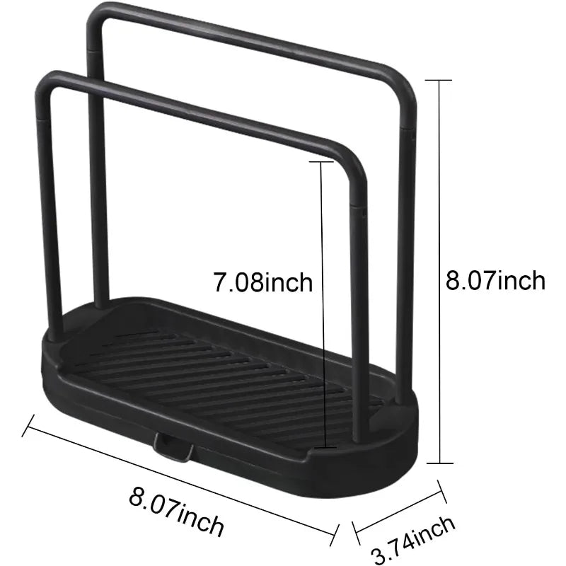 Kitchen Sink Rack Tray Organizer Stand for Sponge, Dish Cloth, Rag, Brush, Scrubber Storage and Organization (Black)