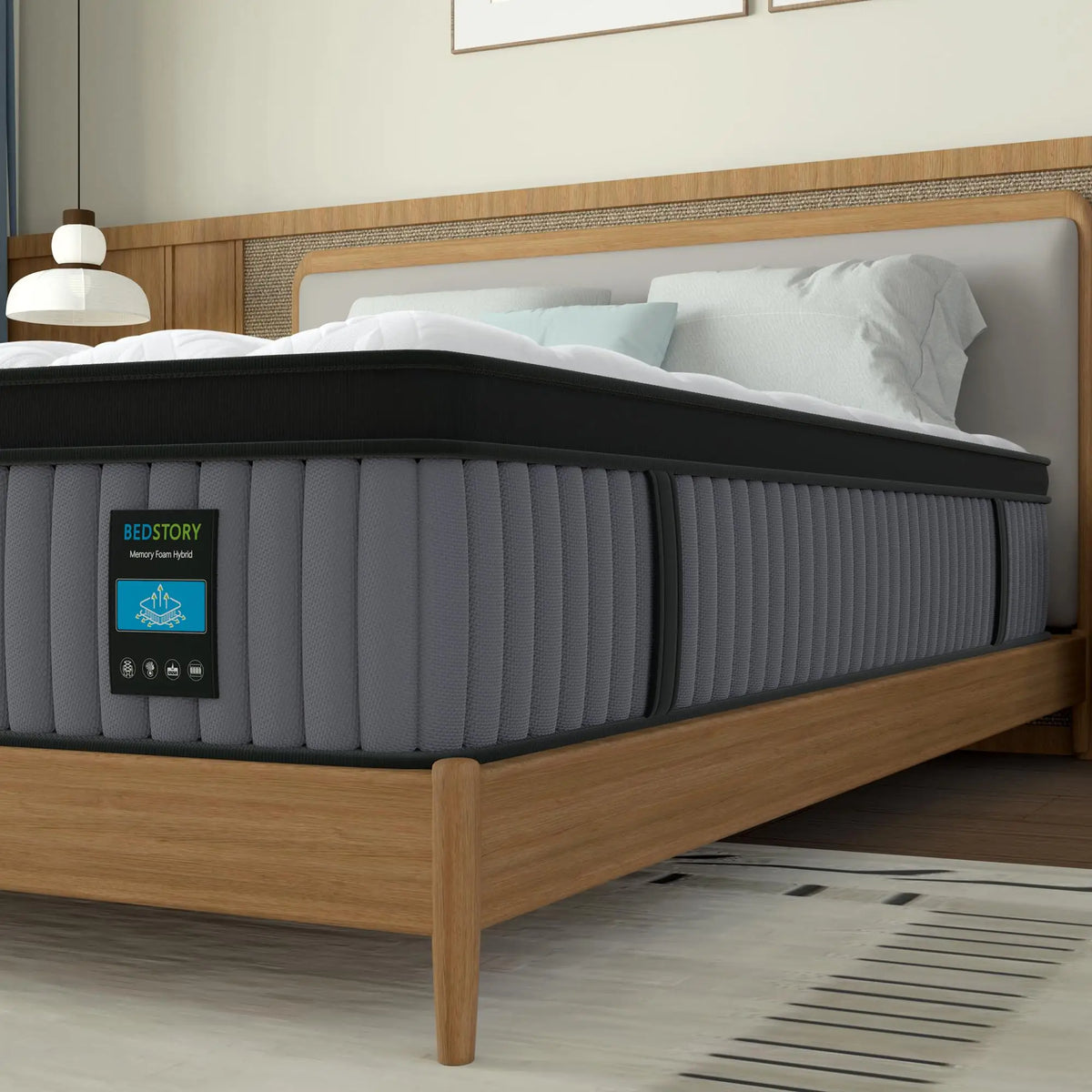 BedStory 14'' Luxury Hybrid Mattress - Twin/Full/King/Queen Size Mattress - Memory Foam & Innerspring, Manufactured in USA