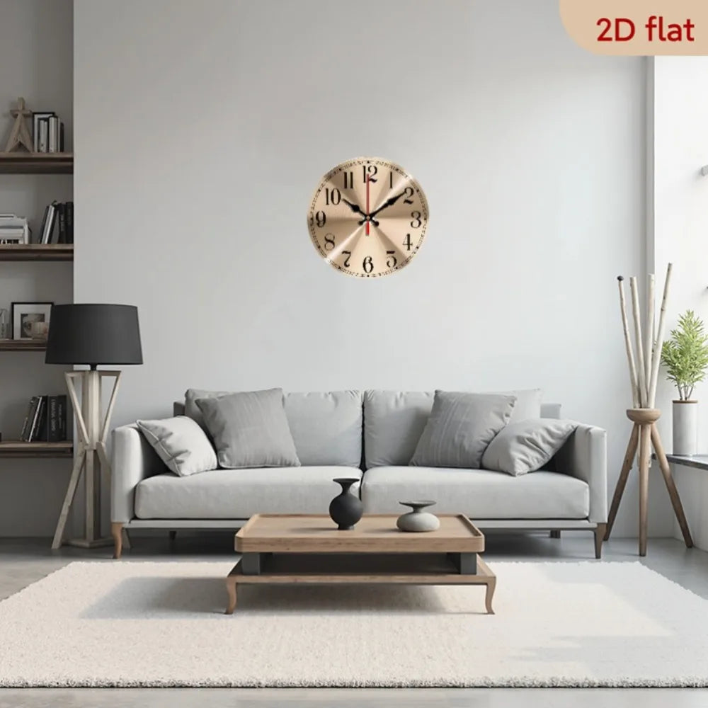 1pc Round Wall Clock with Bronze Face & Wood Frame - Silent Quartz Movement, Roman Numeral, Easy-to-Read Hands - Elegant Minimal