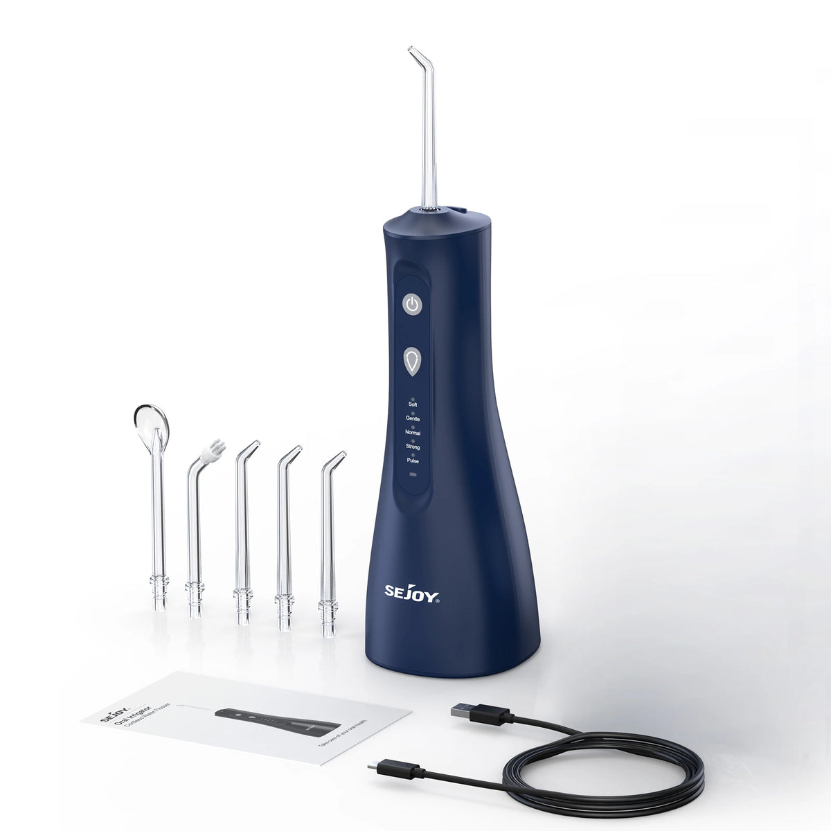 SEJOY Portable Electric Water Flosser Irrigator Dental Teeth Whitening strips 350ML Tank 5 Modes 5 Jet Tips For Home Travel