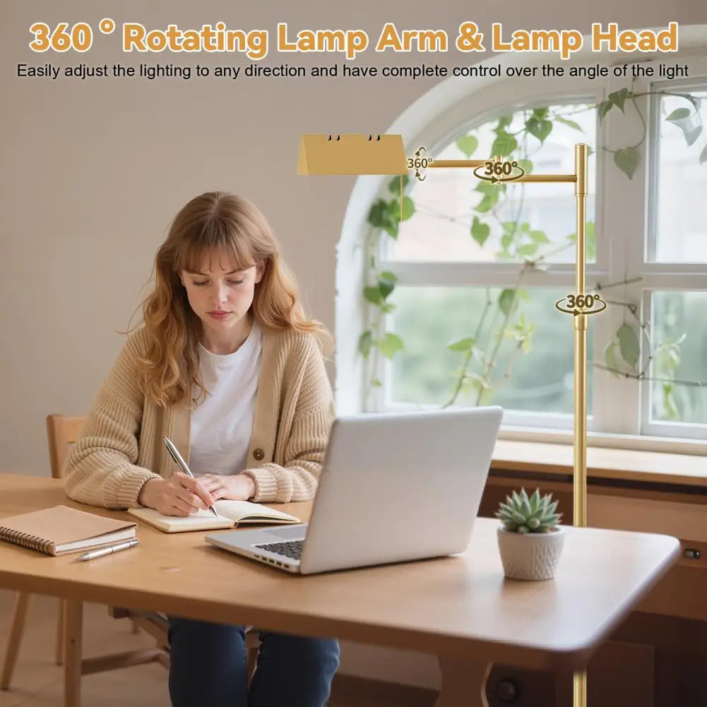 Standing Lamp, Height Adjustable 360-Degree Swing Arm Metal Floor Lamp, Dimmable Three Color Temperatures LED Reading Floor Lamp