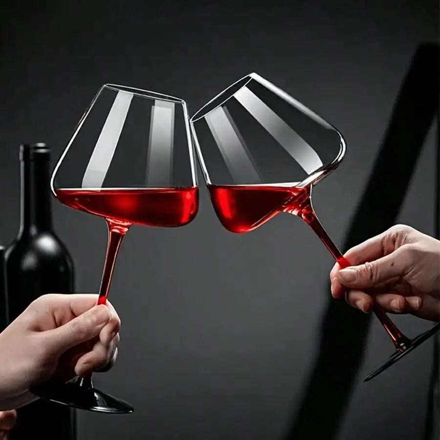 4PCS Wine Glass Set, 24oz Champagne Flutes, Red Stem With Black Base Design, Suitable For Sparkling Wine, Rosé, Champagne, Made Barware, Perfect Gift, Bar, Wine Accessories