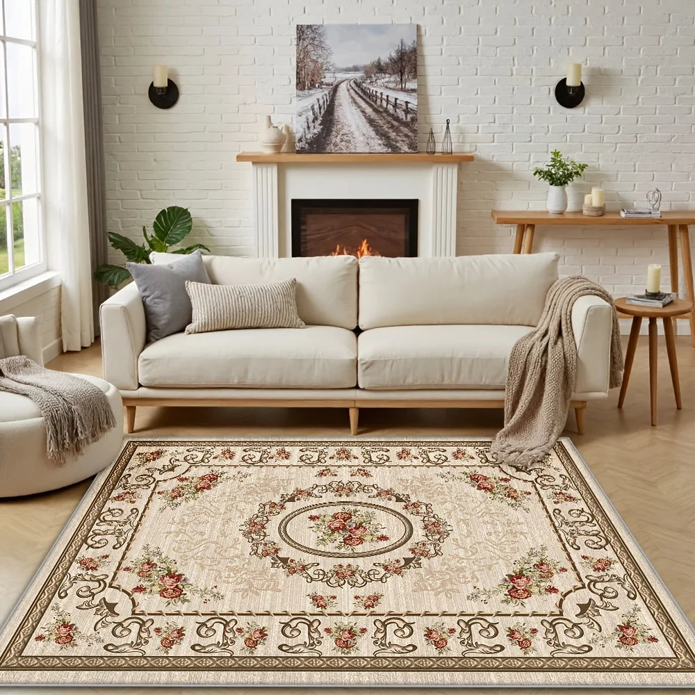 Velvet Rug, Bohemian Style Printed Carpet, Soft, Machine Washable, Living Room Rug, Bedroom Rug, Office Rug, Durable, Lightweight, Home Decor Carpet