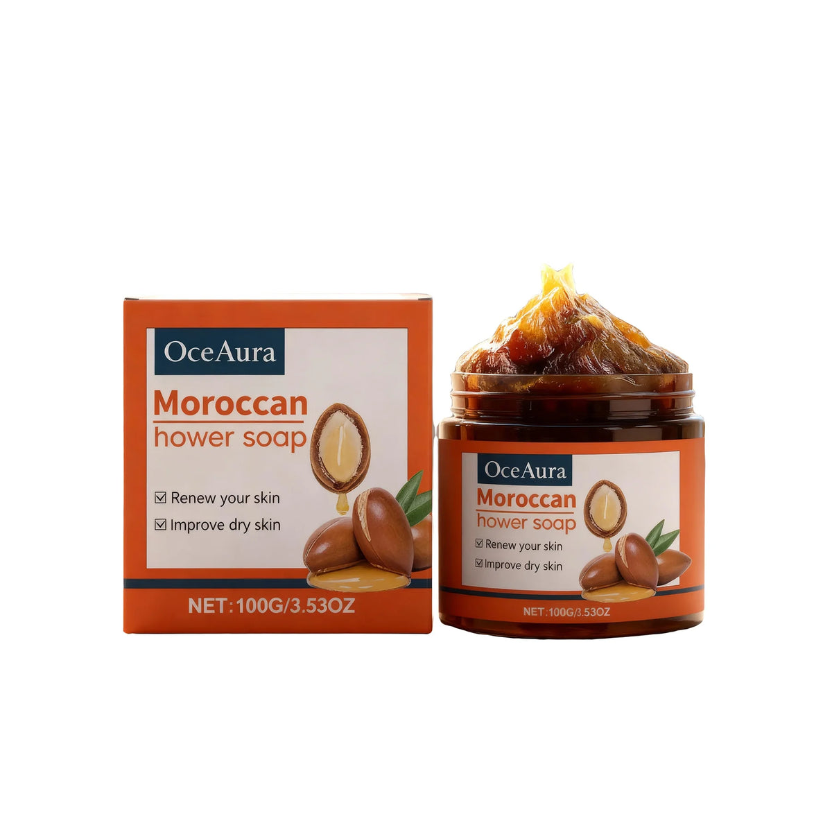 Oceaura Moroccan Bath Soap Cream Gentle Skin Cleansing Improve Dullness Exfoliate Brighten Body Purifying Gentle Exfoliating Shower Soap Cream