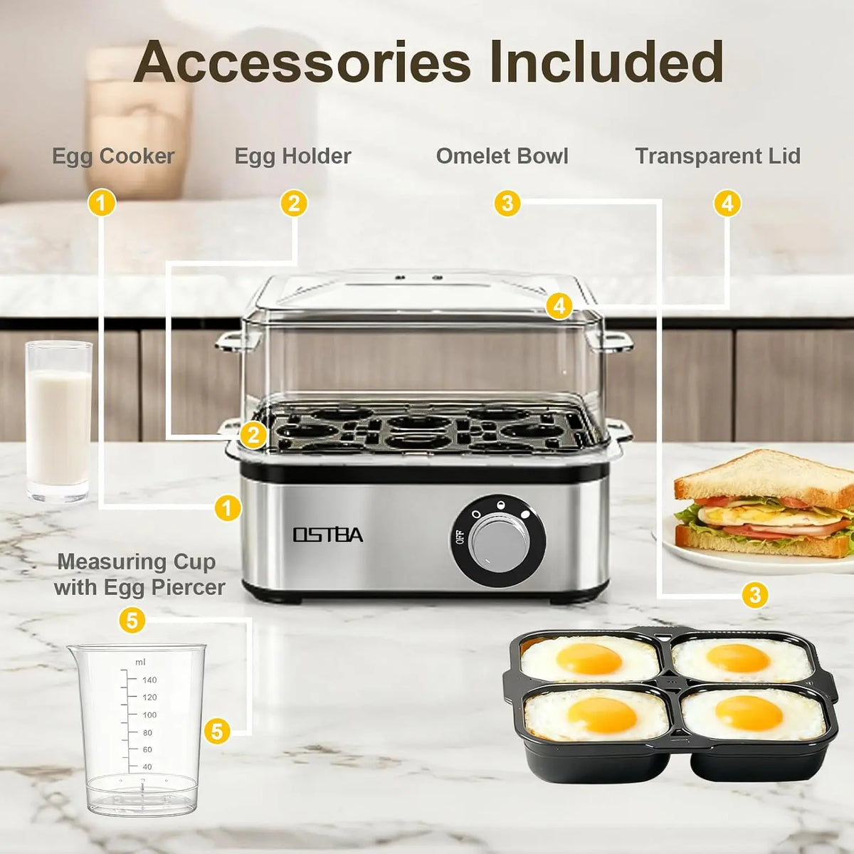 Egg Cooker, 8-Egg Electric Boiler for Hard Boiled Eggs